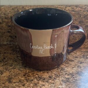 PCF Souvenirs Carolina Beach NC Ceramic Coffee Mug Large Brown Glazed